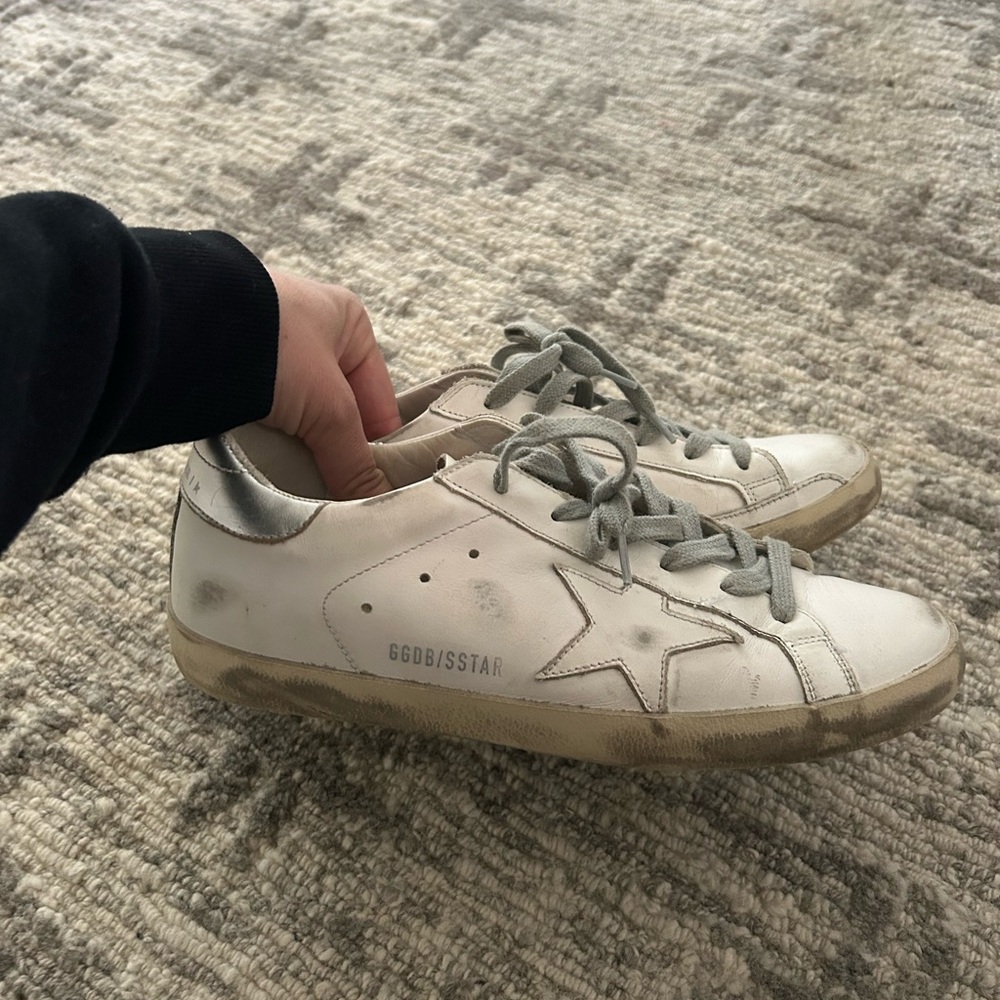 Golden Goose White and Gray Sneakers